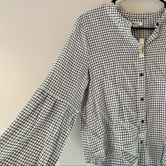 Madewell Bell-Sleeve Button-Down Shirt - Windowpane - Small - NWT - Picture 5 of 12